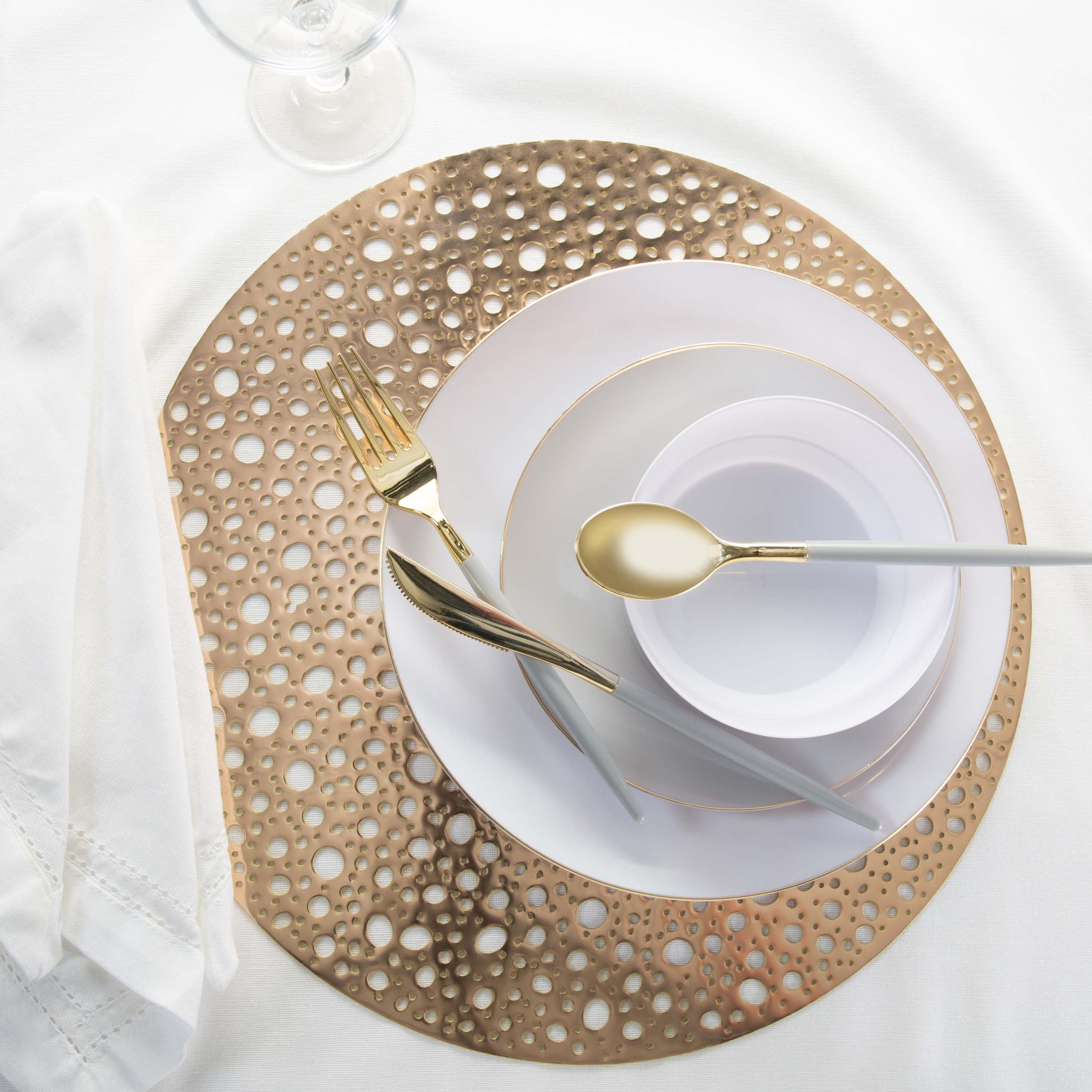 Home Details Set of Four Round Moon Laser Cut Table Place Mat, Gold
