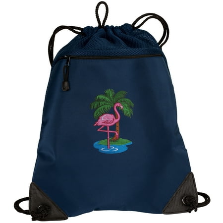 - Pink Flamingo Cinch Pack Backpack TWO SECTION Flamingos Drawstring Bag with Unique Mesh & Microfiber Sections