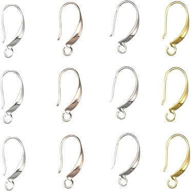 40pcs 4 Colors Brass Smooth Earring Hooks Ear Wire for DIY Jewelry Findings Unisex Earring Making Kit Accessories - 17x8mm