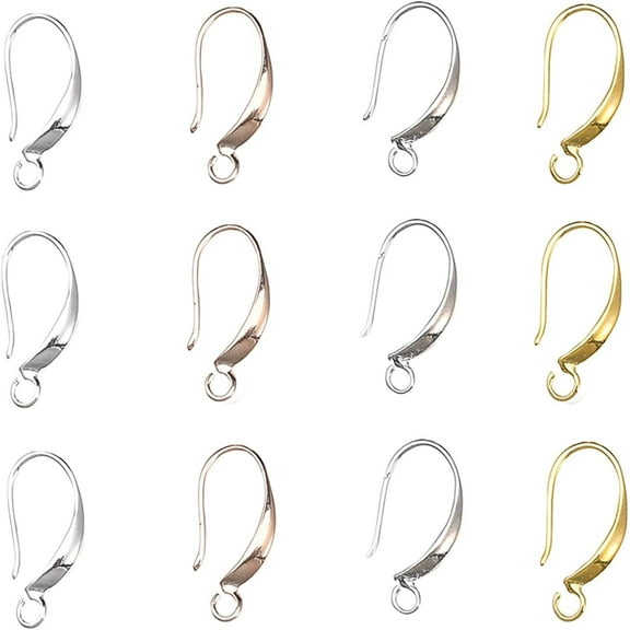 40pcs 4 Colors Brass Smooth Earring Hooks Ear Wire for DIY Jewelry Findings Unisex Earring Making Kit Accessories - 17x8mm