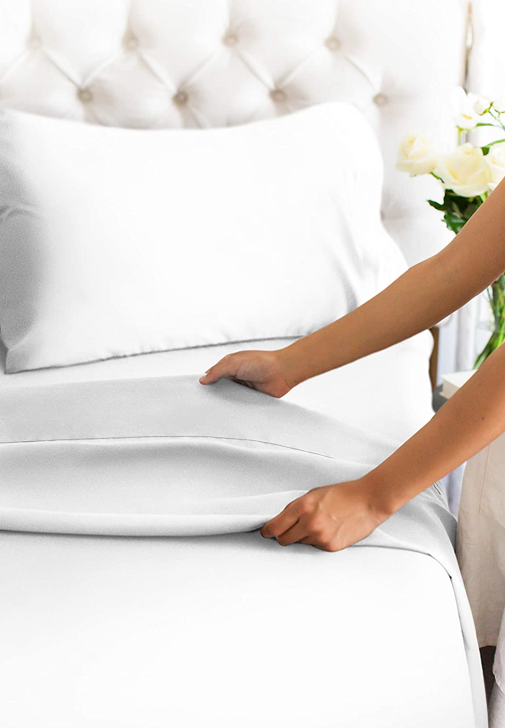 CGK Linens 4-Piece Queen Sheet Set, Extra Deep Pocket, White photo 4