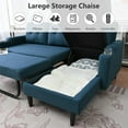 thumbnail image 4 of Lecut L Shaped Sofa Couch with Pull Out Bed Sleeper Sofa Sectional for Living Room Comfy Linen Fabric Tufted Pull Out Couch with Storage Chaise Cup Holders 75" Blue, 4 of 9