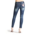 thumbnail image 3 of Grace in LA Women's Pink Floral Embroidered Skinny Fit Stretch Jeans (25), 3 of 3