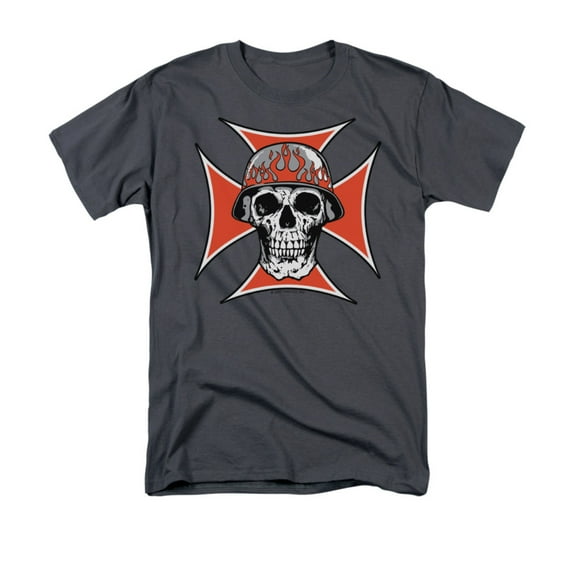 Iron Cross Skull Design Funny Adult T-Shirt Tee