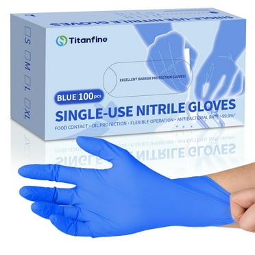 100 Pcs Disposable Nitrile Gloves, Latex-Free & Powder-Free Non-Sterile Food Safe Cleaning Glove