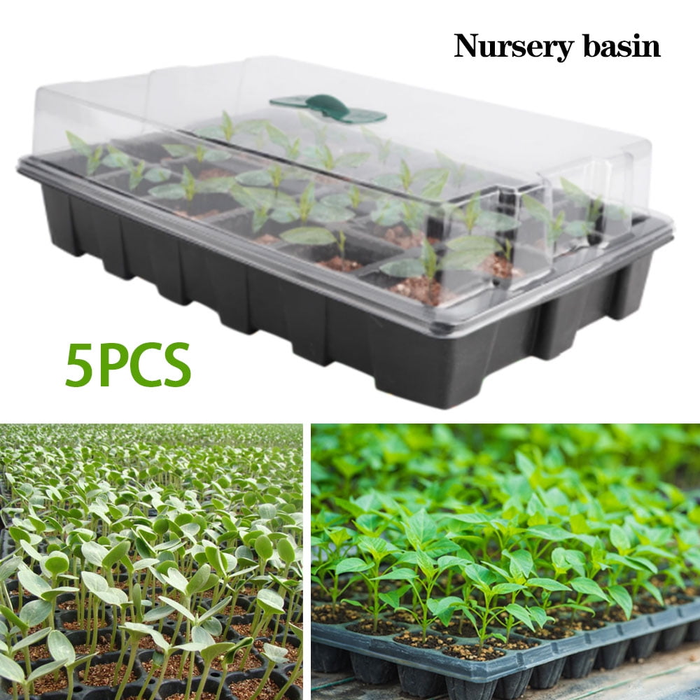 5 pcs Mini Greenhouse Seed Starter Tray Seedling Nursery Grow Cells Plant Set US 