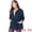 Dark Blue, variant on Women's Plus Size Drawstring Waist Zip-up Utility Jacket 1X Light Grey