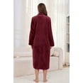 thumbnail image 3 of U2SKIIN Women Plush Zipper Robe, Long Fleece House Coat Nightgown with Pockets Solid Bathrobe （Burgundy, L/XL）, 3 of 5