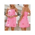thumbnail image 3 of Pink Margarita Print Spaghetti Strap A-Line Tank Dress Loose Casual Short Dress, 3 of 8