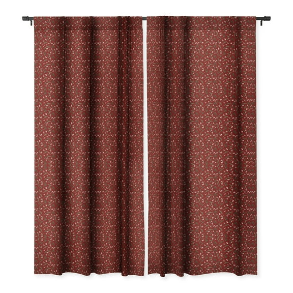 Society6 Iveta Abolina Nordic Olive Red Single Panel Room Darkening Window Curtain 50" x 84"