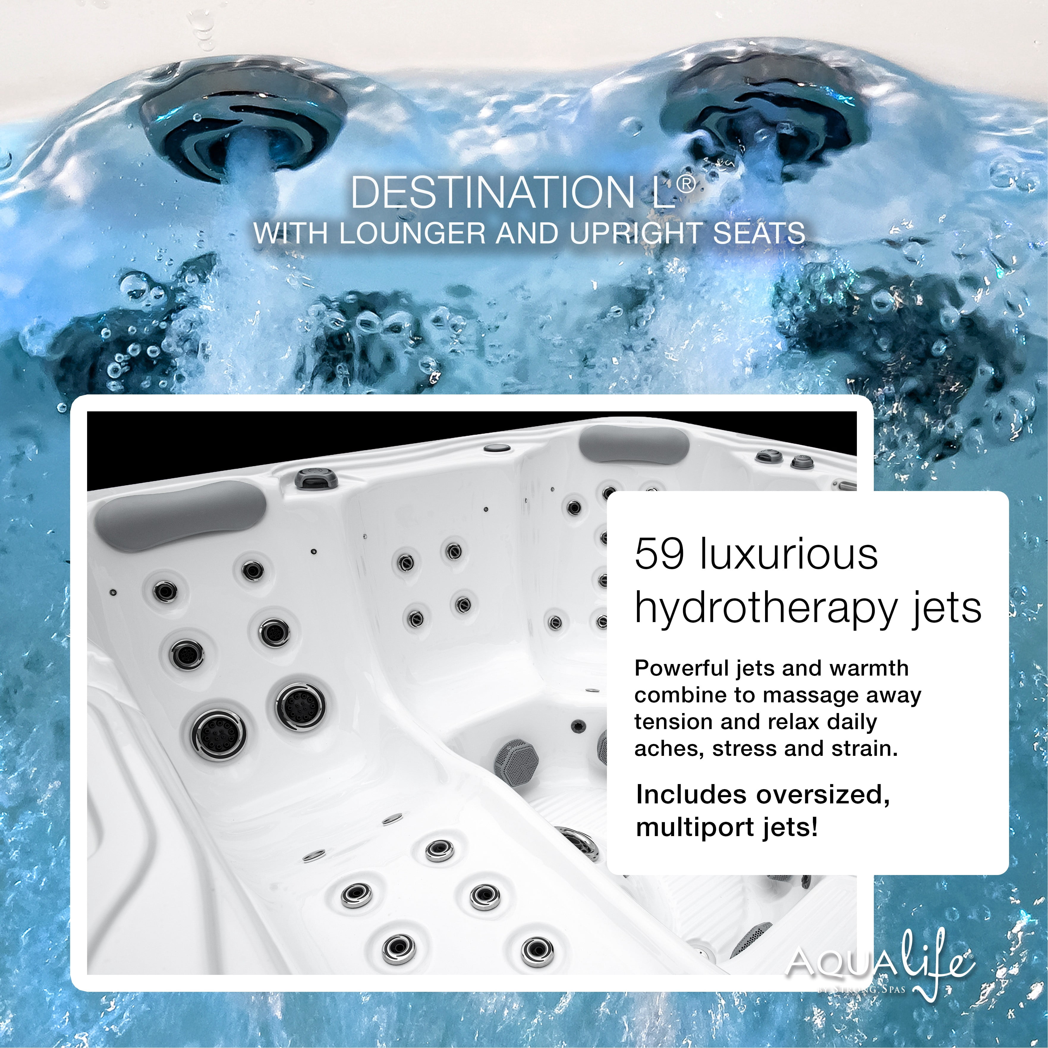 Aqualife by Strong Spas Destination 5 Person 80-Port Lounger Spa, 59 Jets