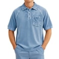 thumbnail image 4 of IWRICH Men's Corduroy Baggy Polo Shirts Button up Short Sleeve Collared T Shirts Casual Trendy Solid Color Shirts with Pocket Sky Blue XL, 4 of 4
