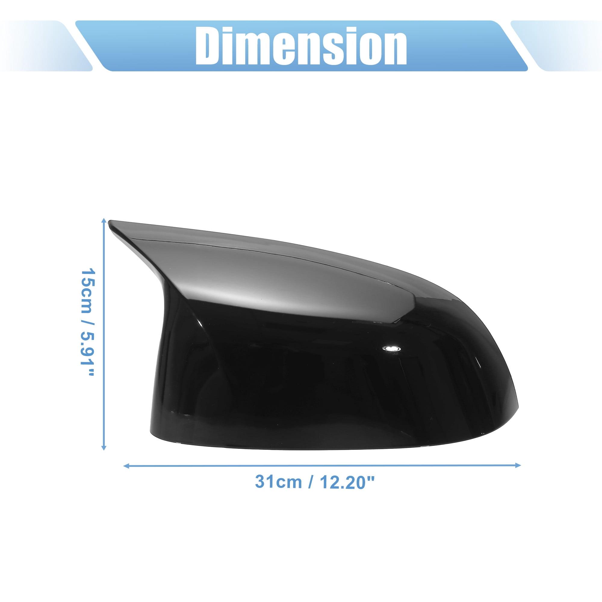 Unique Bargains Car Exterior Rear View Mirror Cover Caps Replacement Gloss Black