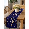thumbnail image 4 of Burlap Table Runner 48 Inches Long, Yellow Moon Star Non-Slip Kitchen Table Runners for Dining Room Everyday Use Party Table Decorations Abstract Polka Dot on Dark Blue, 4 of 9