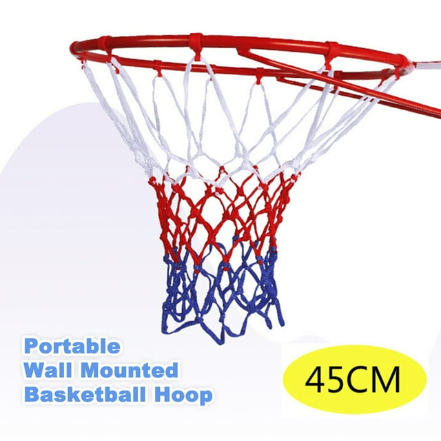 Bluethy 1Set 45cm Portable Wall Mounted Basketball Hoop Goals Rim and