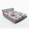 thumbnail image 2 of Ambesonne Geometric Floral Fitted Sheet, Roses Blossoming, King Size, Pale Pink and Hunter Green, 2 of 5
