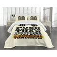 thumbnail image 3 of Ambesonne Fitness Quilted Bedspread Set 3 Pcs, Push Harder Phrase, Queen Size, Cream Black Yellow, 3 of 5