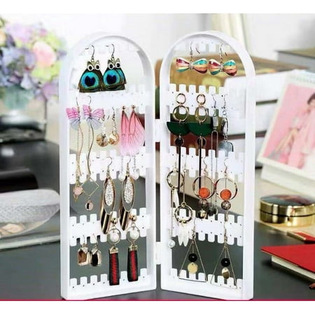 Pro Space Foldable Earrings Display Stand Jewelry Hanger Organizer Bracelets Necklace Holder,White
