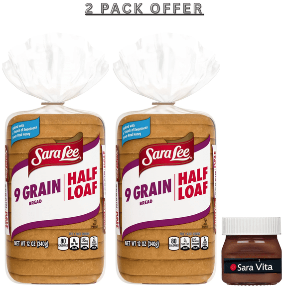 Sara Lee 9 Grain Bread, Half Loaf, 12 oz, Whole Grain Bread, Bag