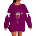 thumbnail image 2 of Women's Christmas Sweatshirt Plus Size Long Sleeve Bow Crewneck Pullover Oversized Casual Party Printed Tops Fall Winter Cozy Sweatshirt, 2 of 5