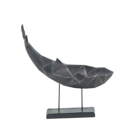 Black Whale - Decmode coastal iron and resin faceted whale sculpture beach décor, black