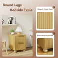 thumbnail image 4 of Fluted Nightstands Set of 2, Natural Oak Finish Bedside Table with Spacious Storage Drawers, Night Stand with Solid Wood Round Legs, End Table, Side Table for Bedroom, 4 of 8