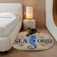 thumbnail image 2 of Small Round Rug 3Ft Washable Non-Slip, Vintage Seahorse Circle Area Rugs for Living Room Bedroom, Brown Nautical Anchor Bubbles Coastal Indoor Floor Mats Carpet Runner for Home Decor, 2 of 8