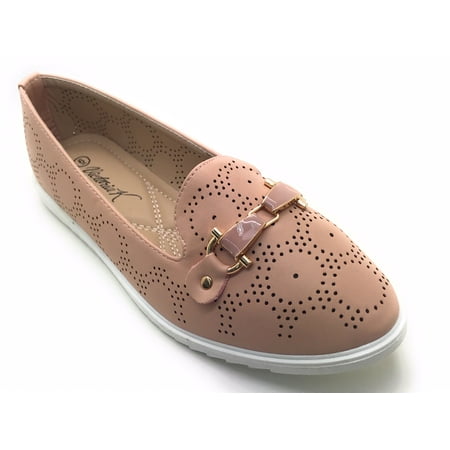 

Victoria K Laser Cut Detail With Matching Buckle Slip Ons (Women)