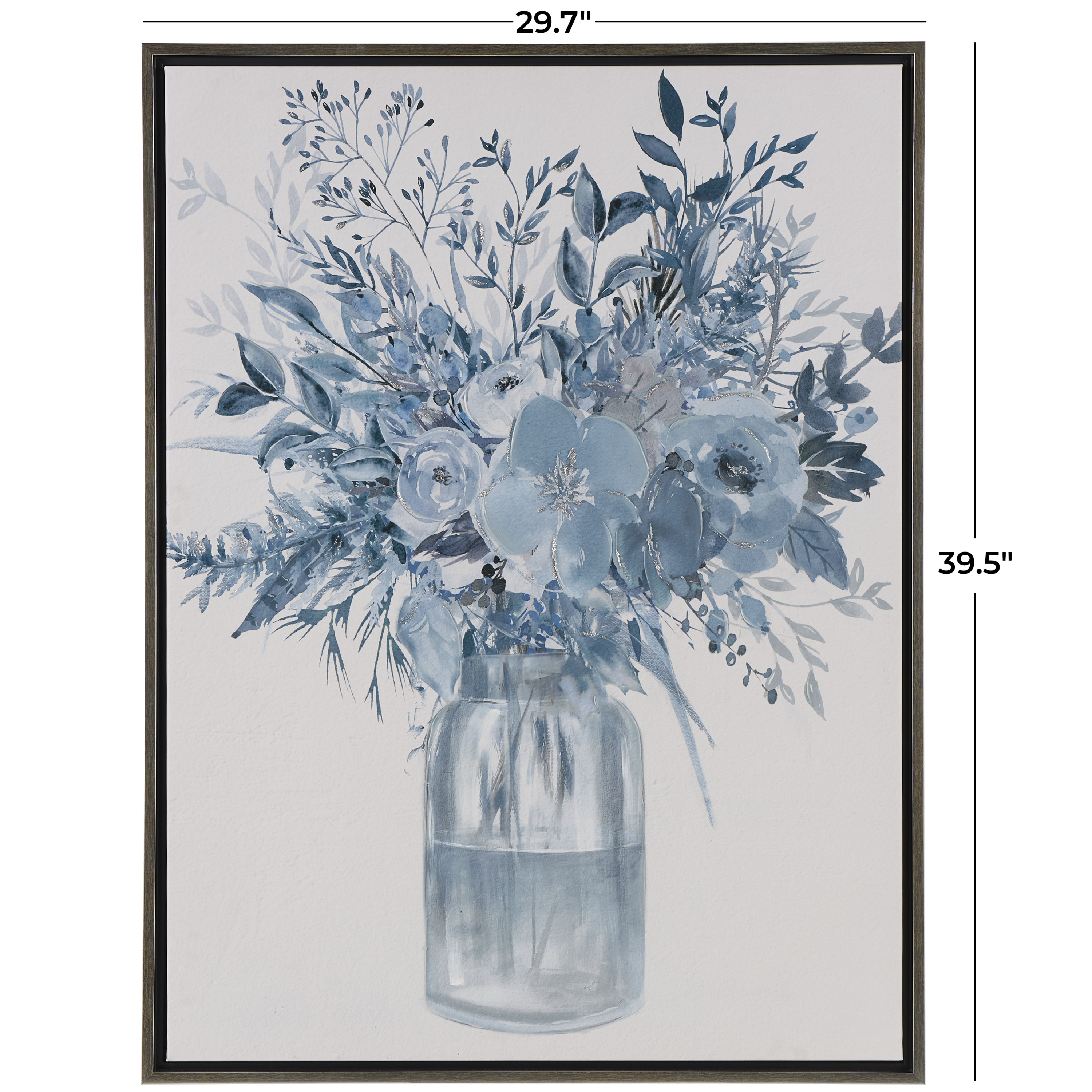30" x 40" Bouquet Floral Framed Wall Art with Silver Frame, by DecMode