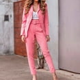thumbnail image 3 of Scyoekwg Two Piece Blazer Outfits Women Business Office Work 2 Piece Sets Long Sleeve Coat Suit Pants 2 Casual Two Piece Set Fashion Matching Outfits Sets (Pink,L), 3 of 7