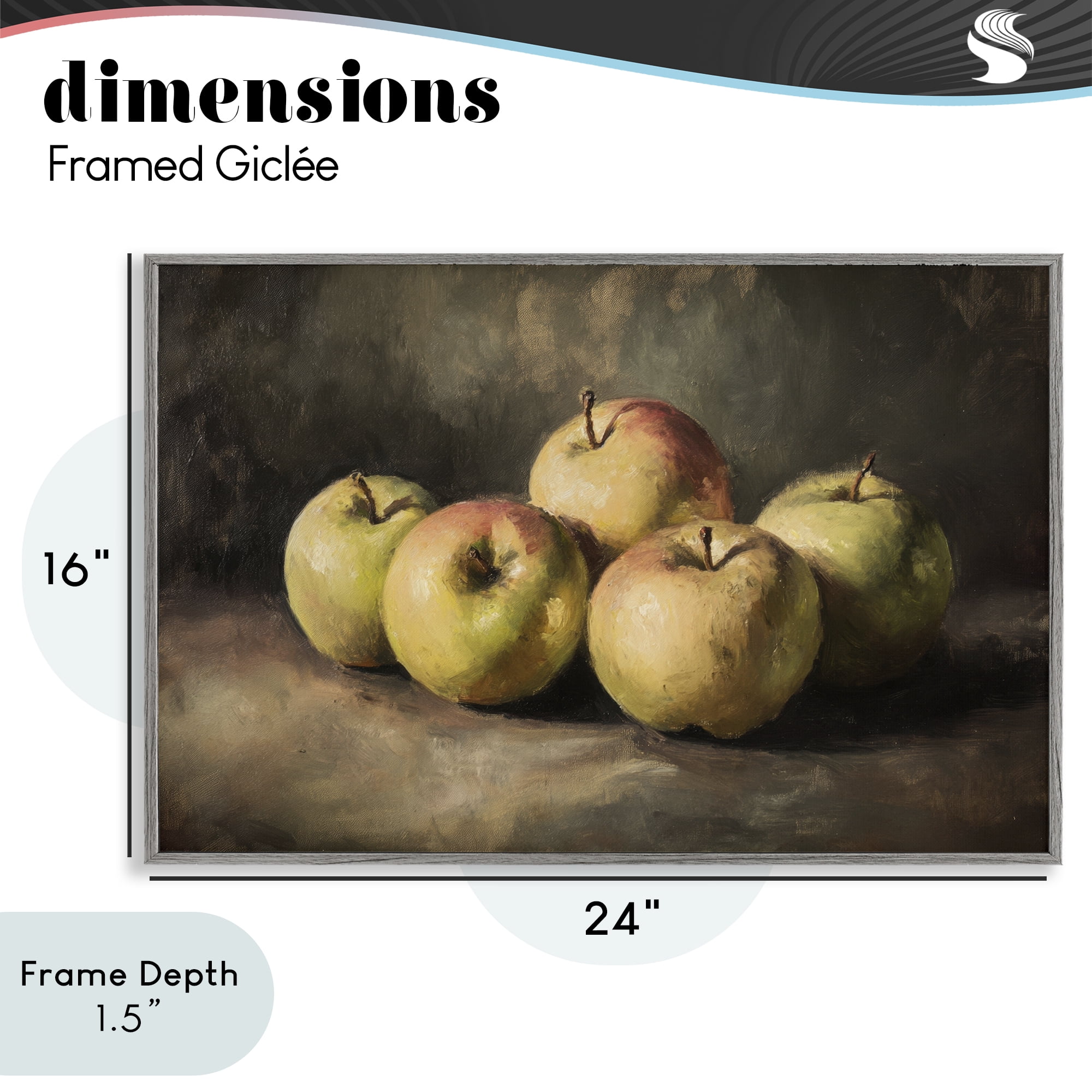 Stupell Industries Apples in Soft Shadow Gray Framed Giclee Art, design by Petal Prints Design