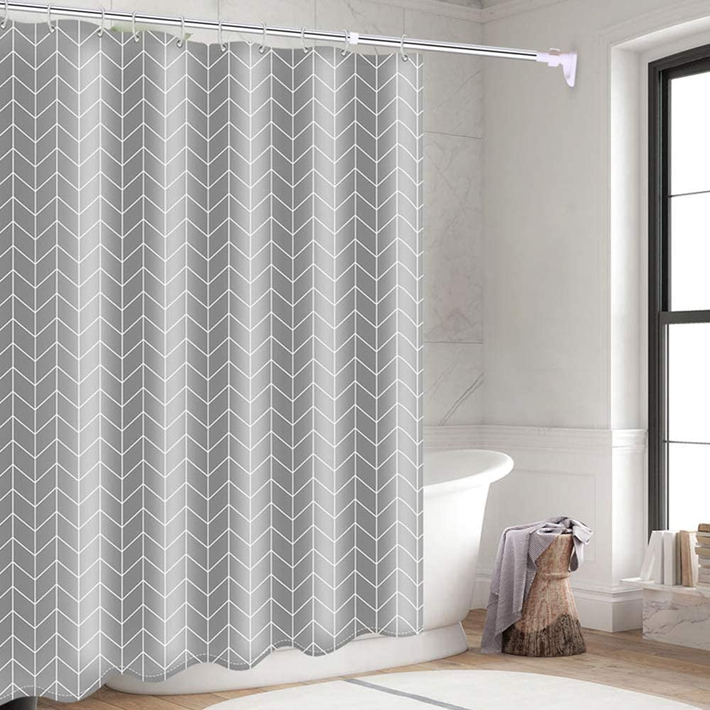 Htooq Long Shower Curtain 72 X 78 Inch Gray Geometric Stylish weighted Thick Fabric Decorative Grey Shower Curtains For Bathroom Bathtubs hotel Qualit