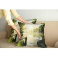 thumbnail image 2 of Ambesonne Nature Throw Pillow Cover 2 Pack, Boat by Foggy Lake Deck, 18", Olive Green White, 2 of 5