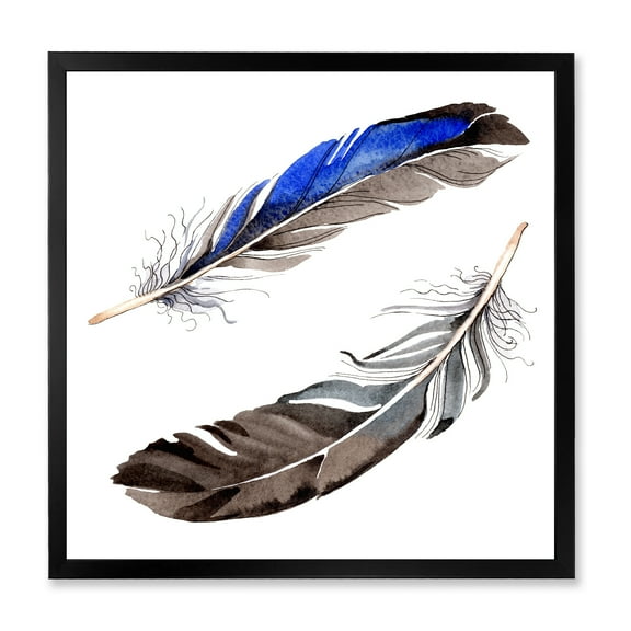Designart 'Colourful Boho Art Feathers III' Bohemian & Eclectic Framed Art Print