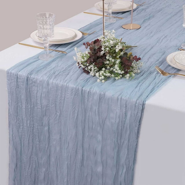 JilgTeok 1 Packs Boho Gauze Table Runner Romantic Rustic Sheer Runner for Wedding Party Bridal Birthday Spring Farmhouse Table Decorations Clearance