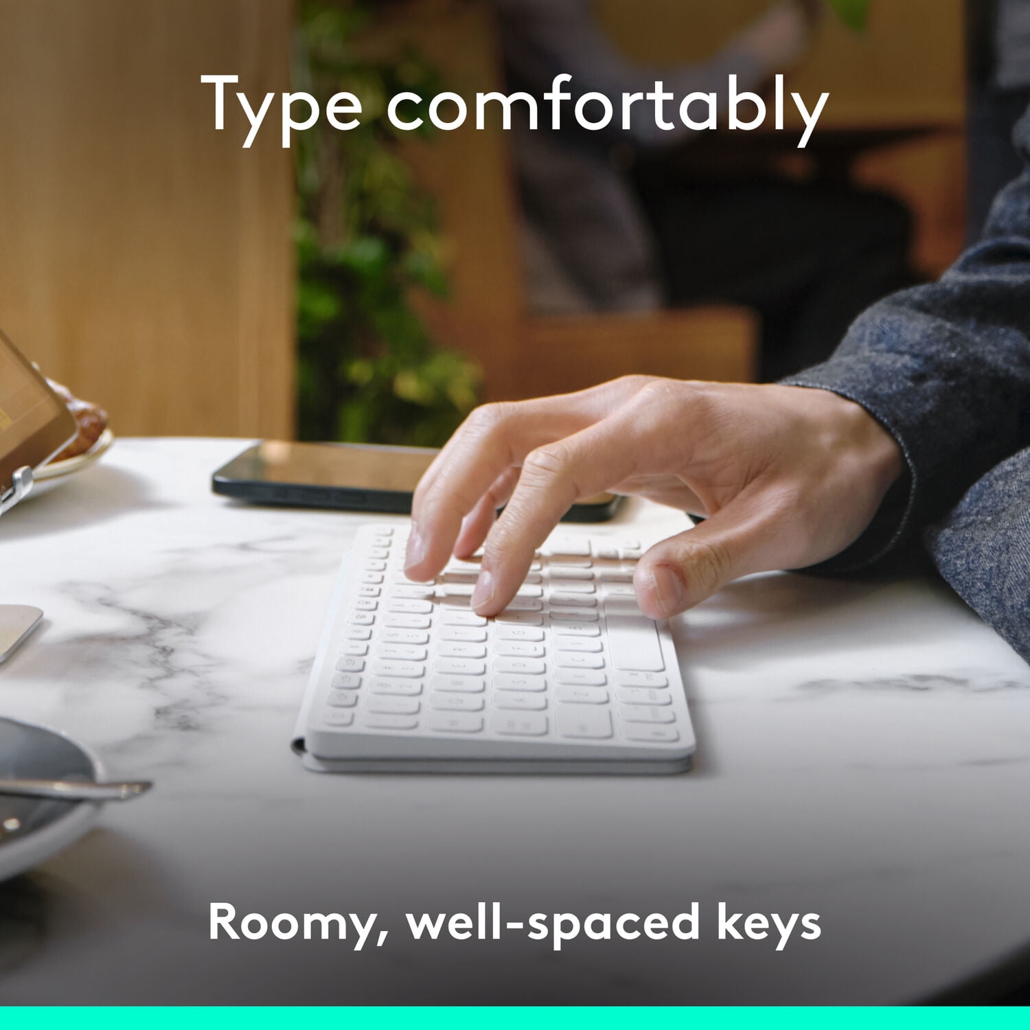 Logitech Keys-To-Go 2 Portable Bluetooth Keyboard for Tablet With Built-in Cover, Slim and Compact Wireless Keyboard for Windows, Android, Linux, iPad, iPhone, Mac, Apple TV, Pale Gray