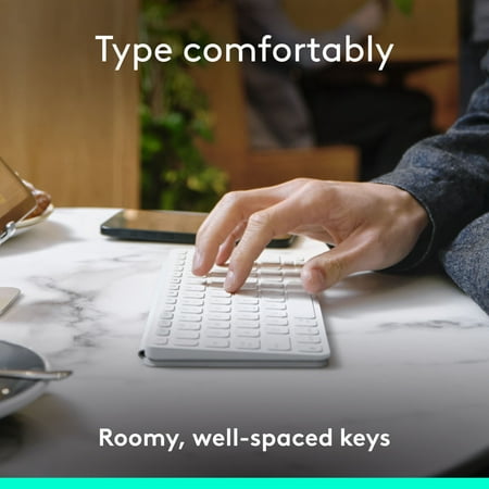 Logitech - Keys-To-Go 2 Slim Portable Bluetooth Keyboard for iPad, iPhone, Mac, and Apple TV With Built-in Cover - Pale Gray