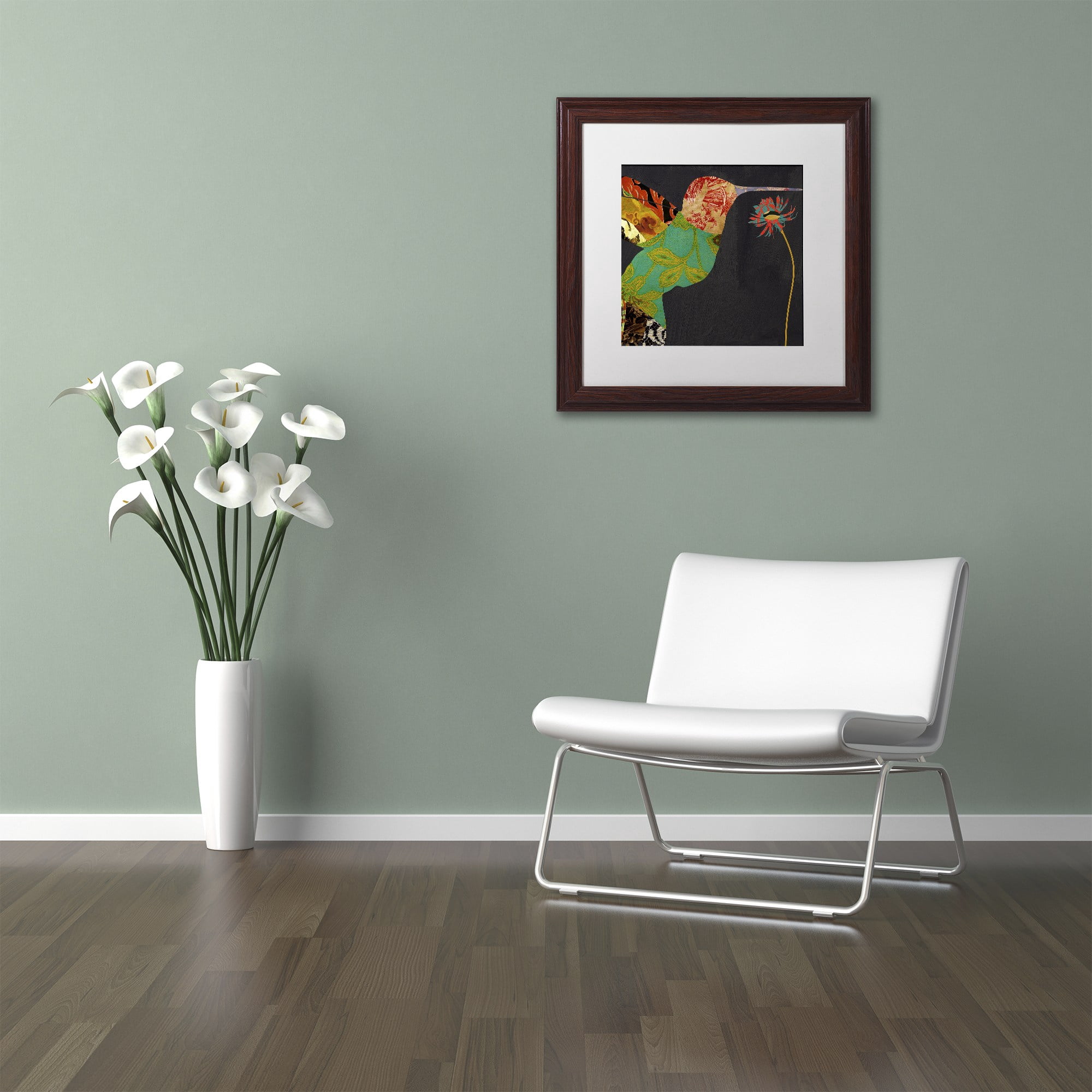 Trademark Fine Art "Hummingbird Brocade IV" Canvas Art by Color Bakery White Matte, Wood Frame