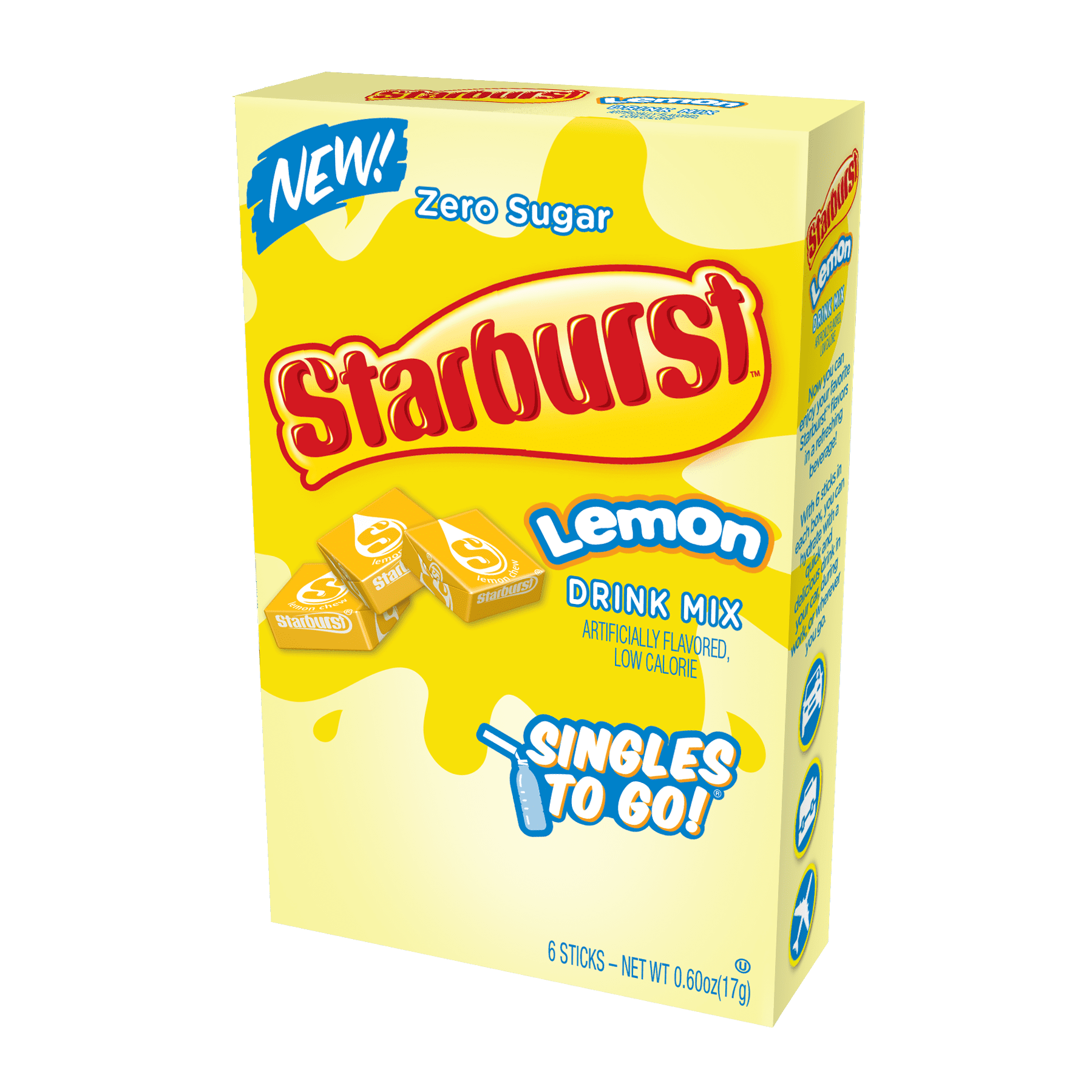 Starburst SugarFree OnTheGo Lemon Drink Mix, 0.6 Oz, 6 Count