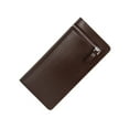 thumbnail image 2 of Maoww Men Long Wallet Simple Style Credit Card Holder Solid Color Purse Leather Handbag Phone Keys Multi-card Bag Large Capacity Coffee color, 2 of 9