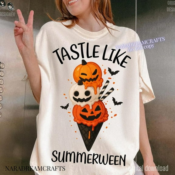 Taste Like Summerween T-shirt, Halloween Ice Cream Shirt, Spooky Summer Dessert Shirt, Cute Pumpkin TH140633