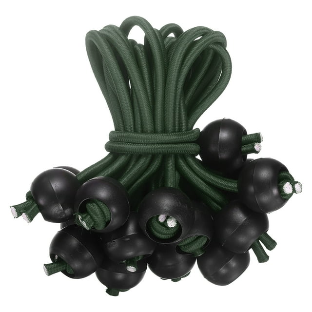 Cuerdas elásticas Uxcell de 8" con bolas, 20 piezas de cuerdas elásticas con bolas para sujetar lonas para tiendas de campaña, color púrpura y negro