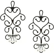 Hosley Set of 2 Iron Wall Art Tealight Candle Sconces Plaque 10.6 Inches High