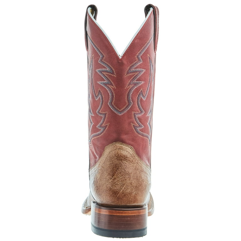 Justin Boots Mens Mclane Smooth Ostrich Embroidered Square Toe