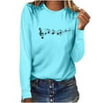 thumbnail image 2 of Fznquz Casual Ladies Tops and Blouses Long Sleeve Cotton Blue Tees Graphic Crewneck T Shirts for Women, 2 of 4