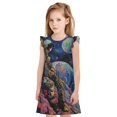 thumbnail image 1 of Fotbe Rainbow Astronaut Space Landscape Vestido de Dormir para Niñas de 3 a 10 Años, Mangas Cortas, Estilo Princesa, Pijama Camisón con Mangas Voladas-Small, 1 of 6