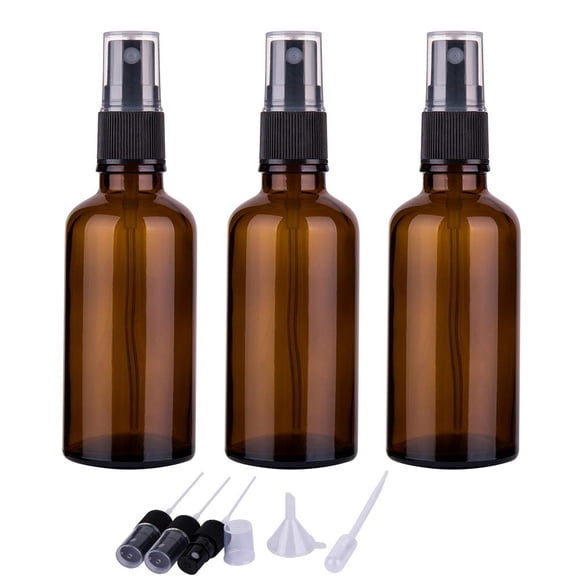 Botellas de aerosol Hmaimas de vidrio ámbar de 60 ml para aceites esenciales, 3 unidades