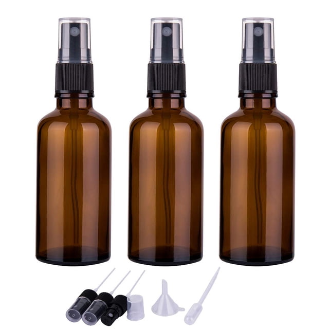 Botellas de aerosol Hmaimas de vidrio ámbar de 60 ml para aceites esenciales, 3 unidades