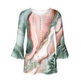 thumbnail image 4 of Jacenvly Womens Tops 3/4 Sleeve Misses Fold Printed Regular Misses V Neck Button Tops Summer and Fall Blouse, 4 of 5