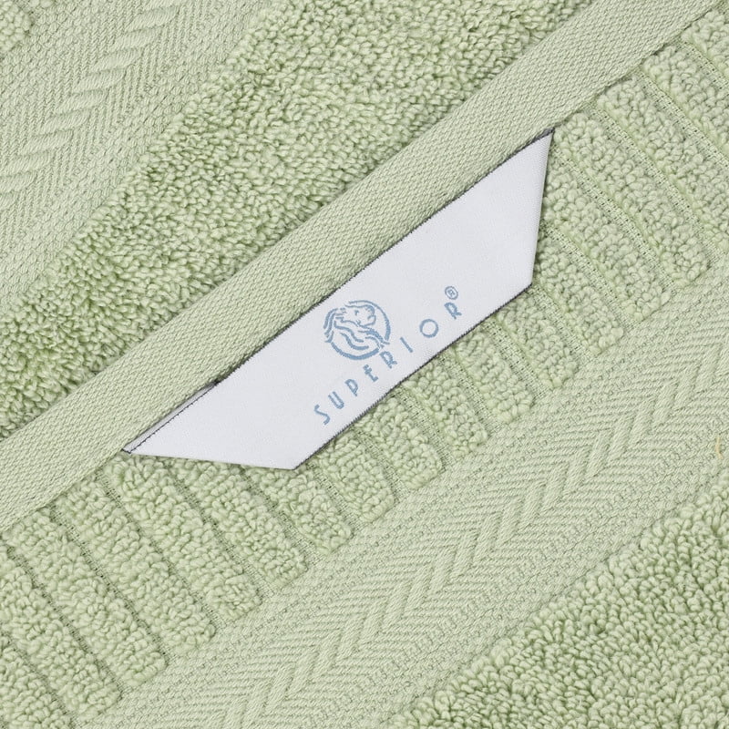 Superior Venice Ribbed Textured Border Zero Twist Bath Sheets, Set of 2, Green